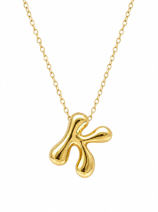 Bubble Letter "K" Initial Necklace