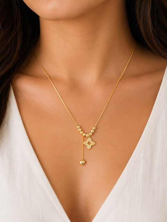 Heart & Clover Drop Necklace