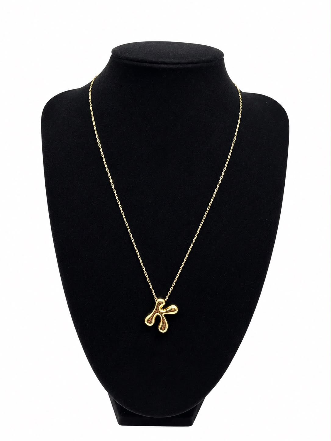 Bubble Letter "K" Initial Necklace