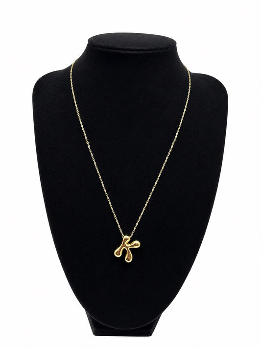 Bubble Letter "K" Initial Necklace